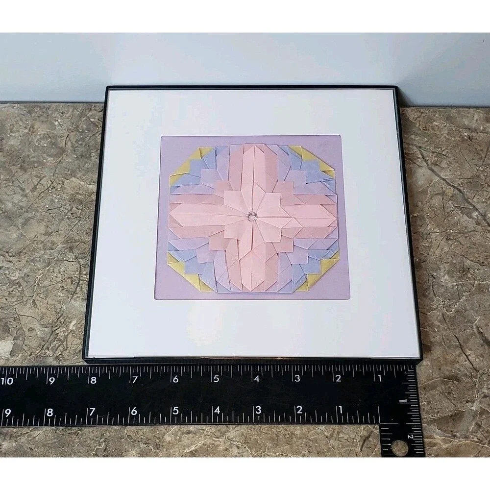 Multi-Color Floral Framed ~Handcrafted~ Creative Art Origami ( 8x8 ) Set Of 3!!!